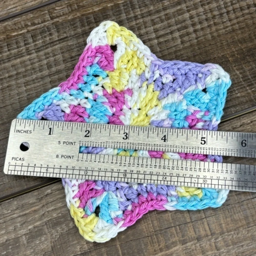 Pastel Star Cup Mug‎ Coasters Set of 4 Handcrafted Crochet by Seller Cotton